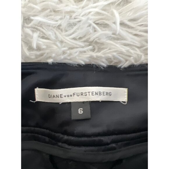 Diane Von Furstenberg Wicker Straight Leg Stretch Pants in Black Sz 6 - Picture 2 of 7